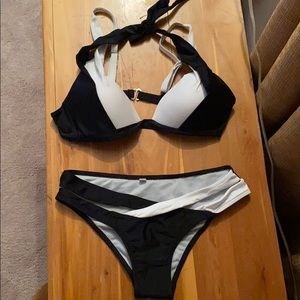 Black and white push up bikini two piece.